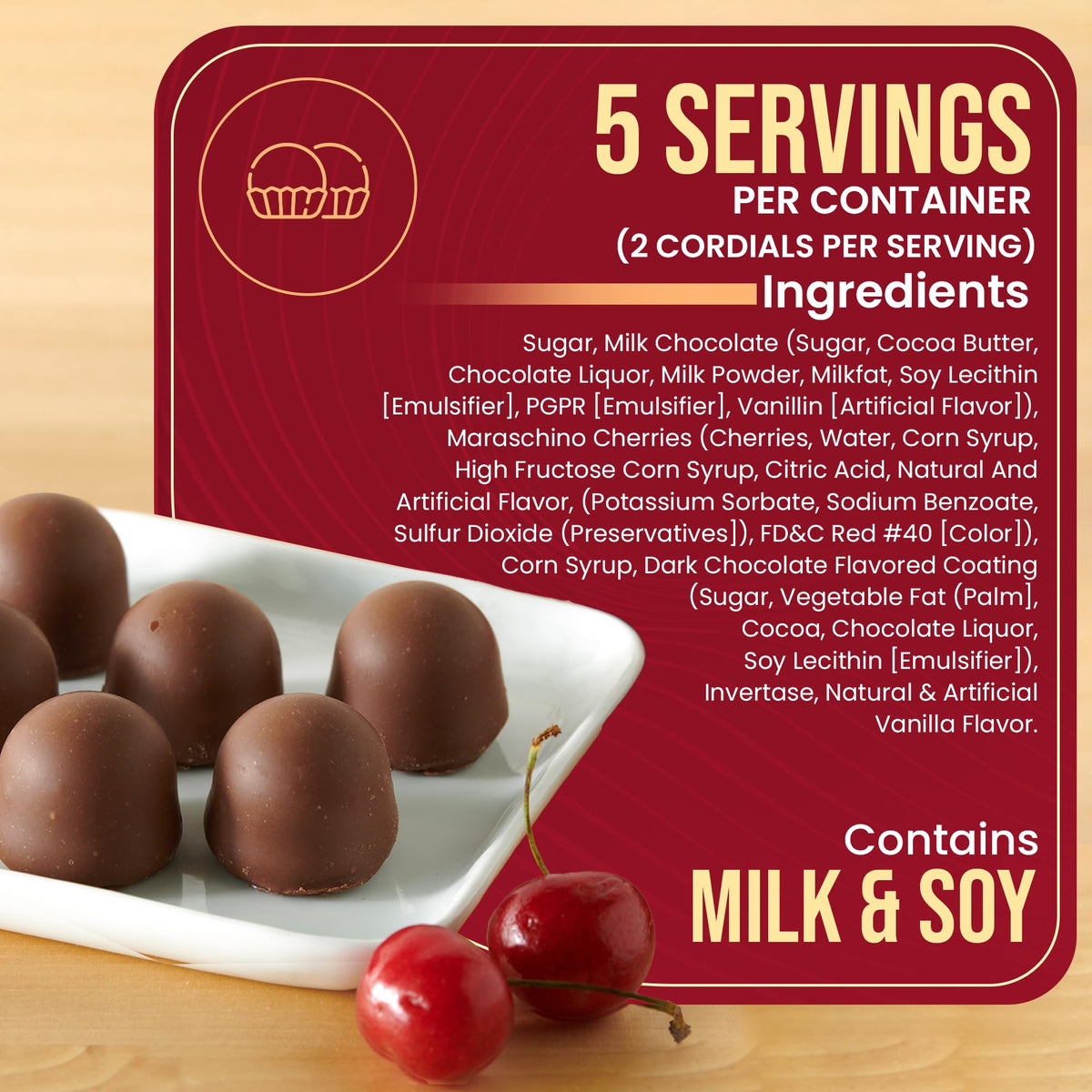 Queen Anne Milk Chocolate Covered Cordial Cherries | 6.6 Oz | 10 Piece Gift Box | Whole Maraschino Cherry Creamy Filled Liquid Center |Holiday Party Chocolate Candy