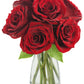 KaBloom Flowers - Mothers Day Collection - The Romantic Classic Red Rose Bouquet of 6 Fresh Cut Red Roses (Farm-Fresh) with Vase|Gift for Birthday Valentine  Mothers Day Fresh Flowers