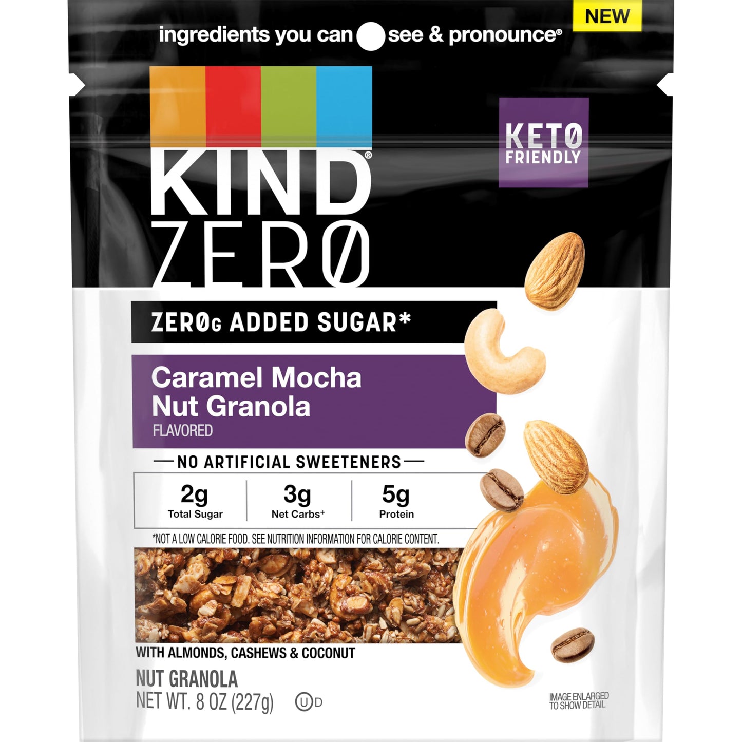 KIND Zero Added Sugar Granola, Caramel Mocha Nut, Healthy Snacks, Gluten Free, 1 Count