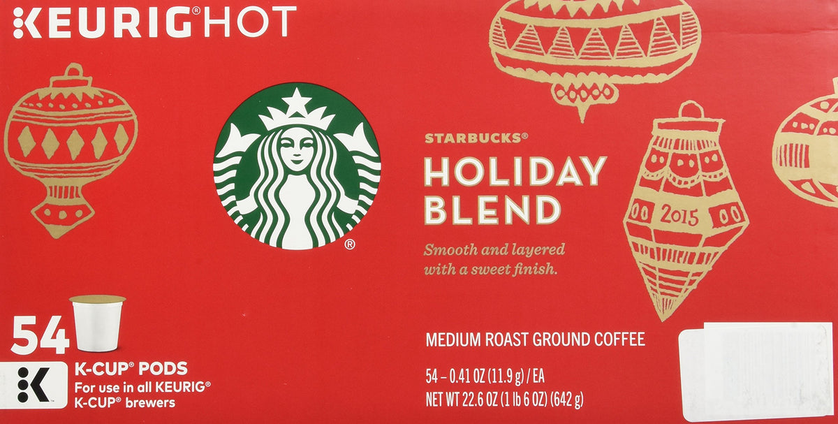 Starbucks Holiday Blend Medium Roast Ground Coffee K-Cups, 0.4 Oz, 16 Count