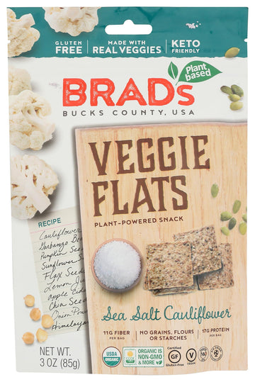 Brads Raw Organic Sea Salt Cauliflower Veggie Flats, 3 OZ