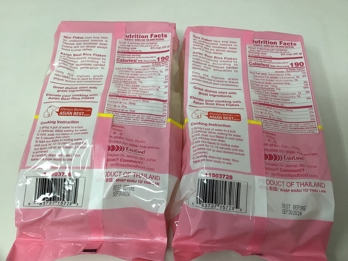 Asian Best Rice Flake Noodles, 8 oz. Pack of 2 - Authentic Asian Cuisine