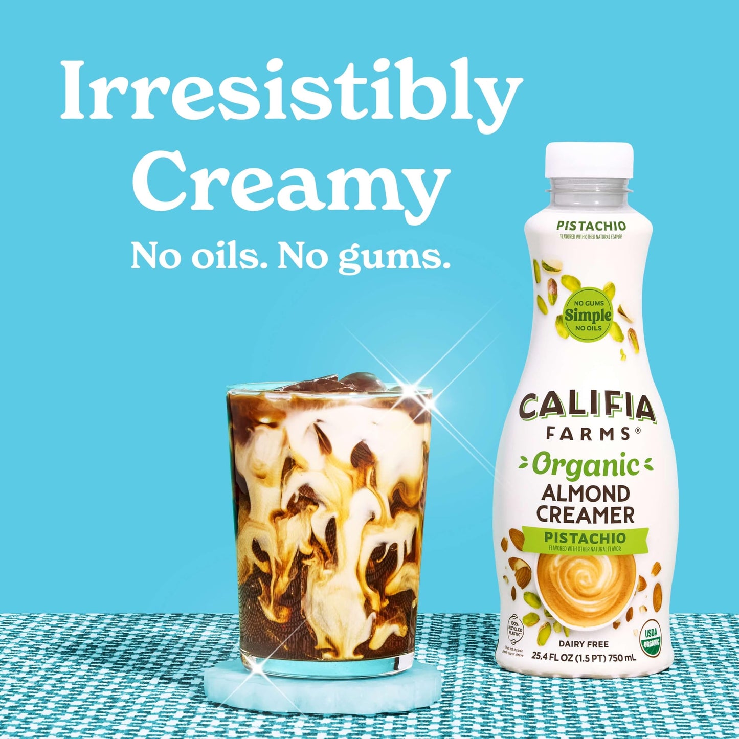 Califia Farms - Organic Pistachio Almond Milk Coffee Creamer, 25.4 Oz, Dairy Free, Plant Based, Vegan, Gluten Free, Non GMO, Alm