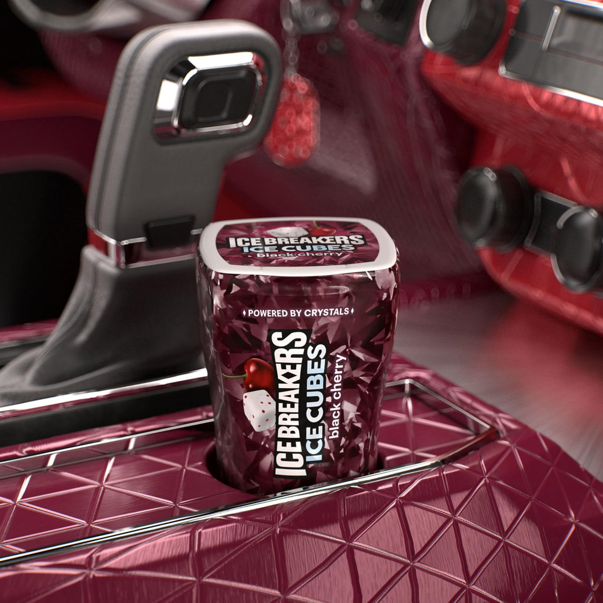 ICE BREAKERS Ice Cubes Black Cherry Flavored Sugar Free Chewing Gum Bottles, 3.24 oz (6 Count, 40 Pieces)