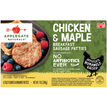 Applegate, Natural Chicken & Maple Breakfast Sausage Patties, 7 oz (Frozen)