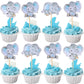 YCTHUNFISH Elephant Cupcake Toppers - 36 Pack, Blue, Paper, Ideal for Birthday Parties and Baby Showers