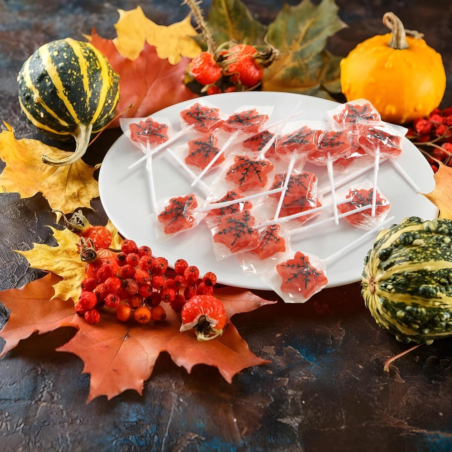 Maple Leaf Lollipops  50 Pieces of Fall Candy Individually Wrapped  Perfect Fall Candy Favors for Fall  Autumn Parties  Cozy Fall Gatherings and Fall Celebrations