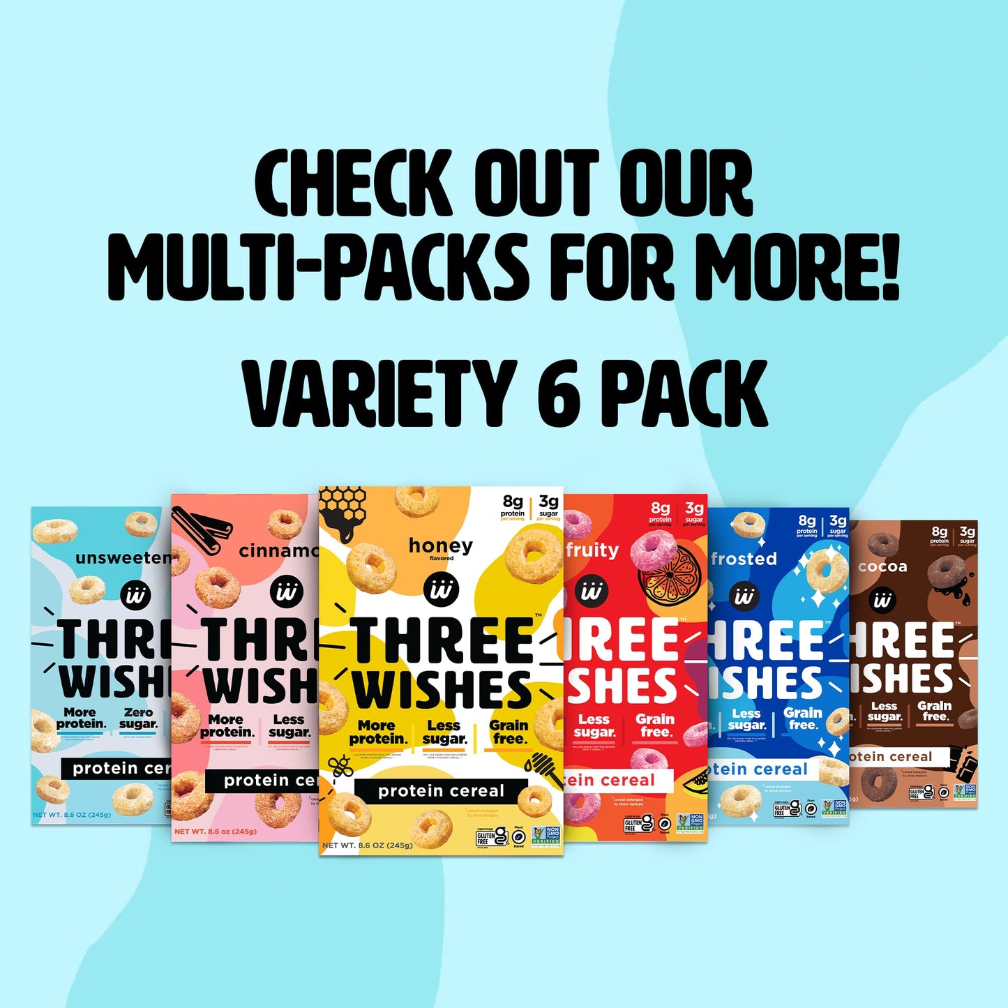 Protein and Gluten-Free Breakfast Cereal by Three Wishes (1-Pack) - High Protein and Low Sugar Snack - Vegan, Kosher, Grain-Free
