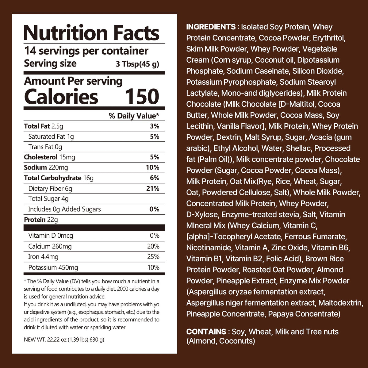 FLIMEAL Chocolate Protein Shake, 22g Protein, Low Sugar, Keto-Friendly, 22.22oz, 14 Servings