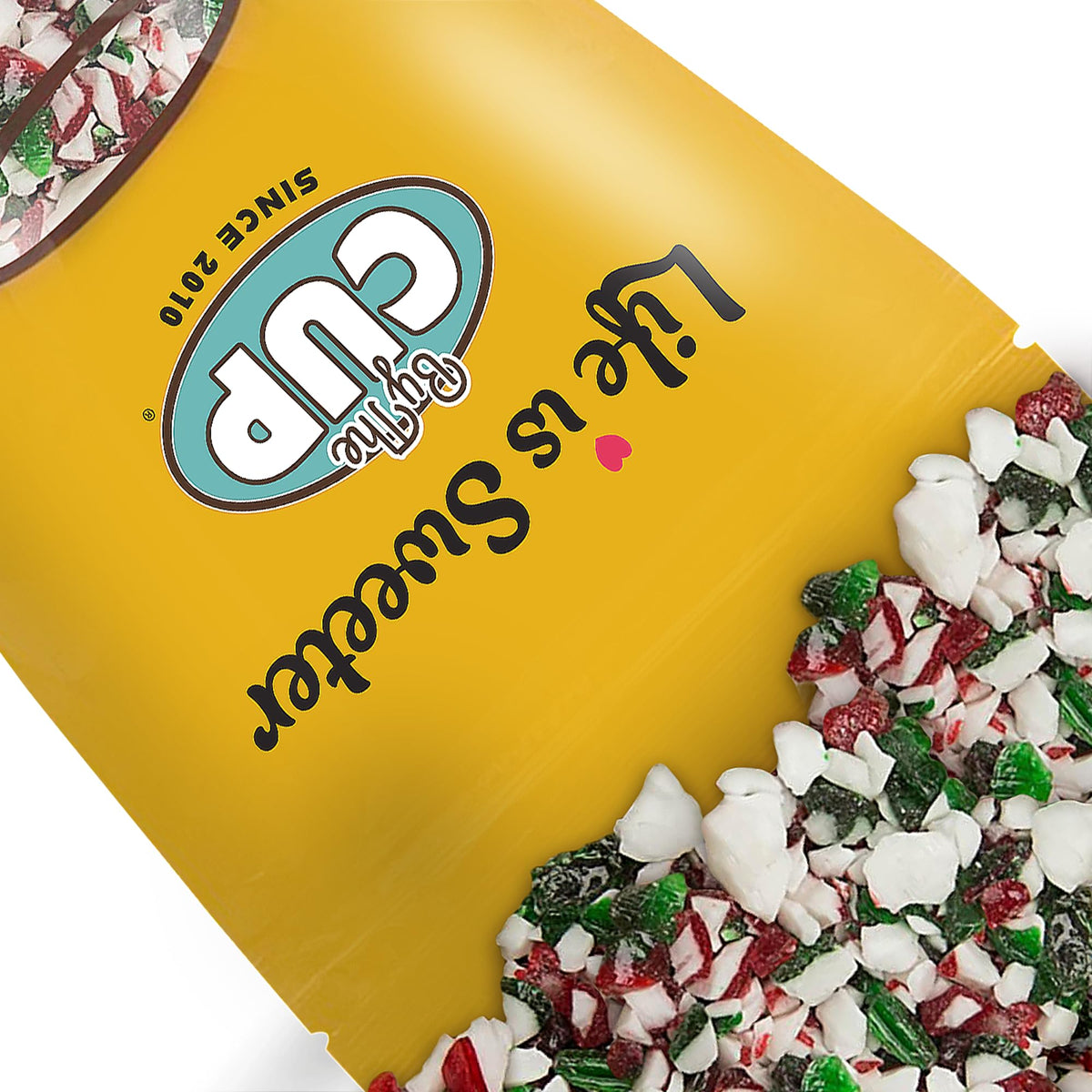 By The Cup Red, Green, and White Peppermint Candy Cane Pieces, 1 lb Bulk Bag