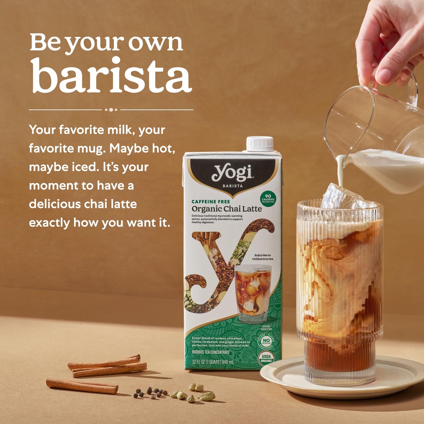 Yogi Organic Chai Latte Concentrate - Caffeine-Free, 32 Fl Oz (Pack of 3) - Includes Rooibos, Ginger, Cardamom, Cinnamon