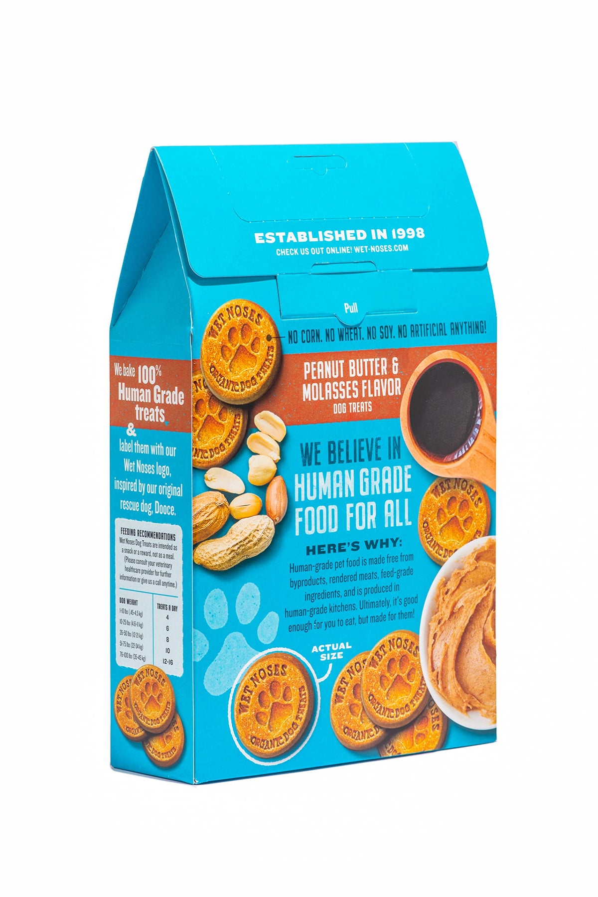 Wet Noses All Natural Dog Treats, Made in USA, 100% USDA Certified Organic, Non-GMO Project Verified, Peanut Butter, 14 oz box