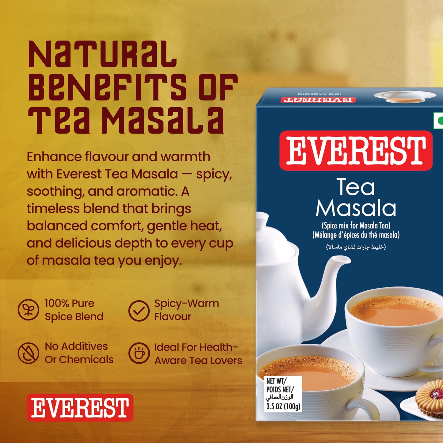 Everest Tea Masala,A Perfect Blend Of Pure Spices, 50 G, Cardamom