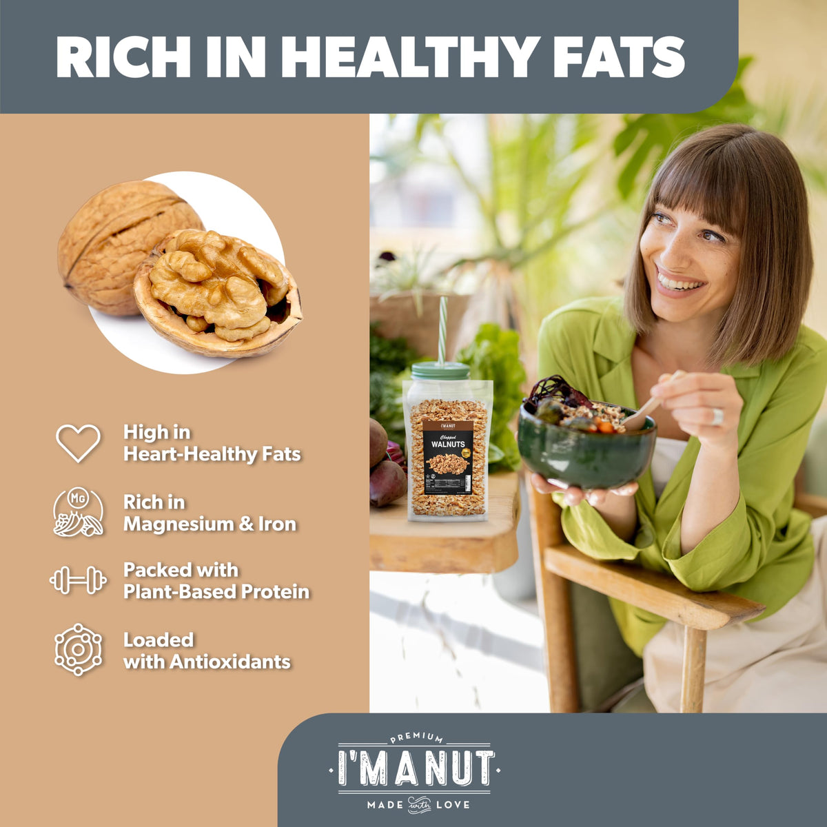 Premium Raw Chopped Walnuts 32Oz (2 Lb) - 100% Natural, No-Ppo, Non-Gmo, Batch-Tested Gluten & Peanut Free, Kosher, Small Batch