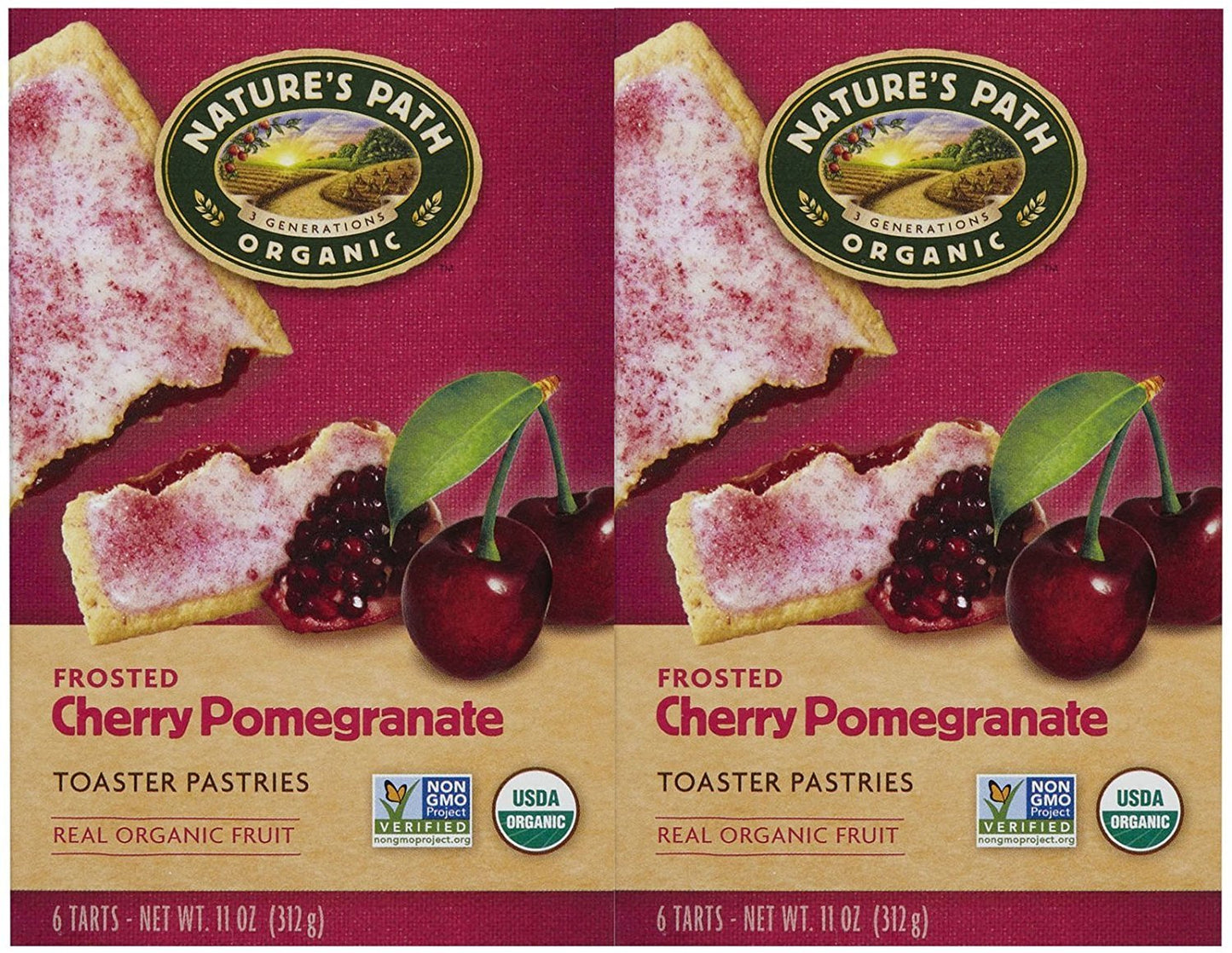 Natures Path Frosted Toaster Pastry  Cherry Pomegranate  11 oz  6 ct  2 pk