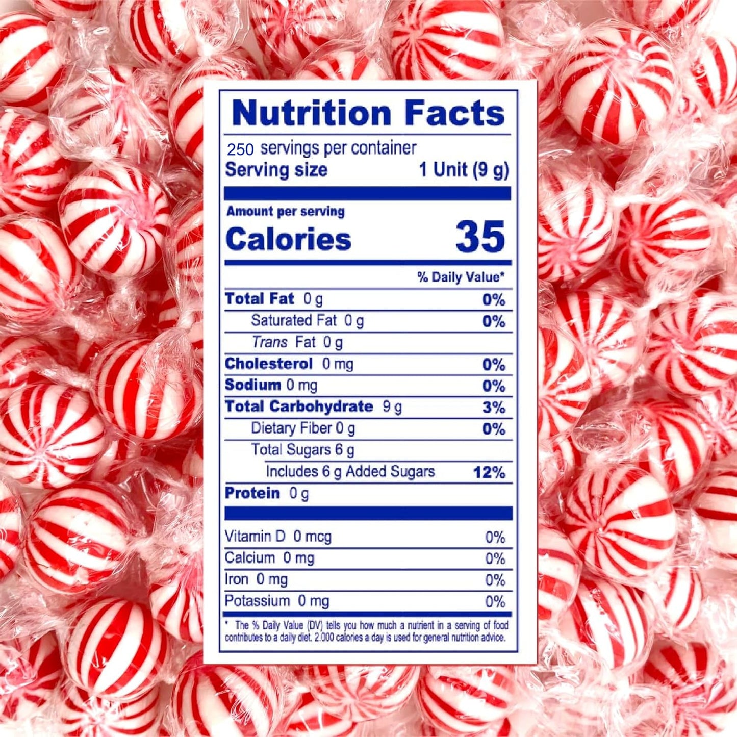 Jumbo Peppermint Candy Balls  5 Pound Bulk Peppermint Hard Candy  Approx 250 Individually Wrapped Mint Balls for Christmas Candy Jars  Office Bowls  and Holiday Party Favors.