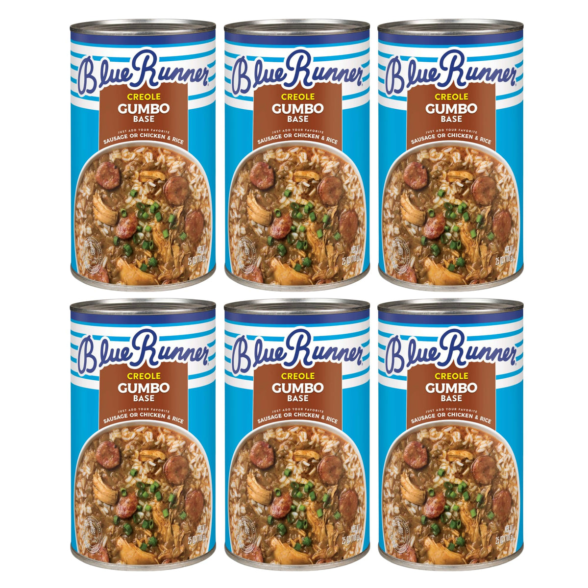 Blue Runner—Creole Chicken & Sausage Gumbo Base 25 Ounce (Pack Of 6)—A Rich, Flavorful & Authentic Creole Classic—Just Add Meat
