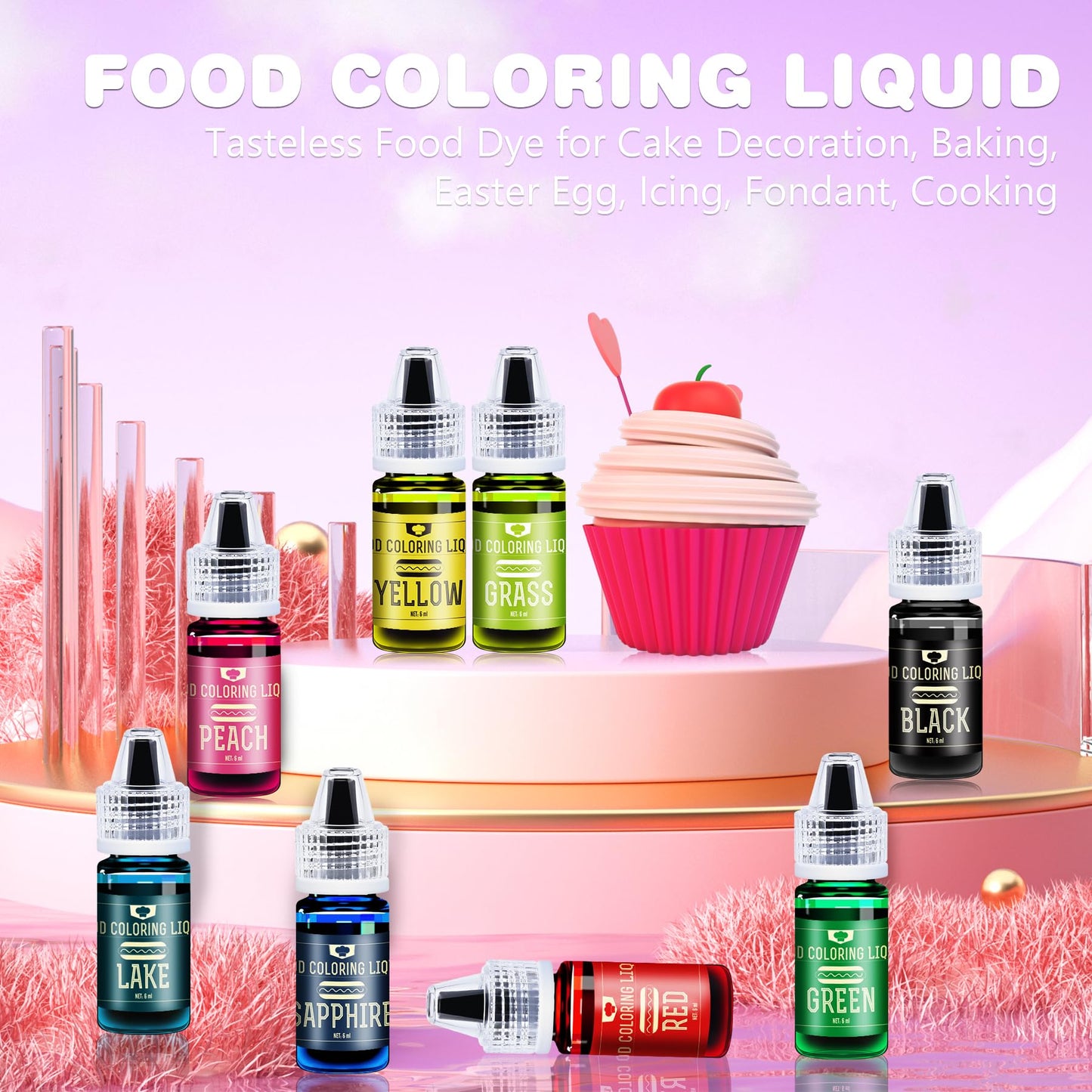 Vividye Food Coloring - 240ml Liquid Dye for Baking and Crafts - Tasteless Rose Color