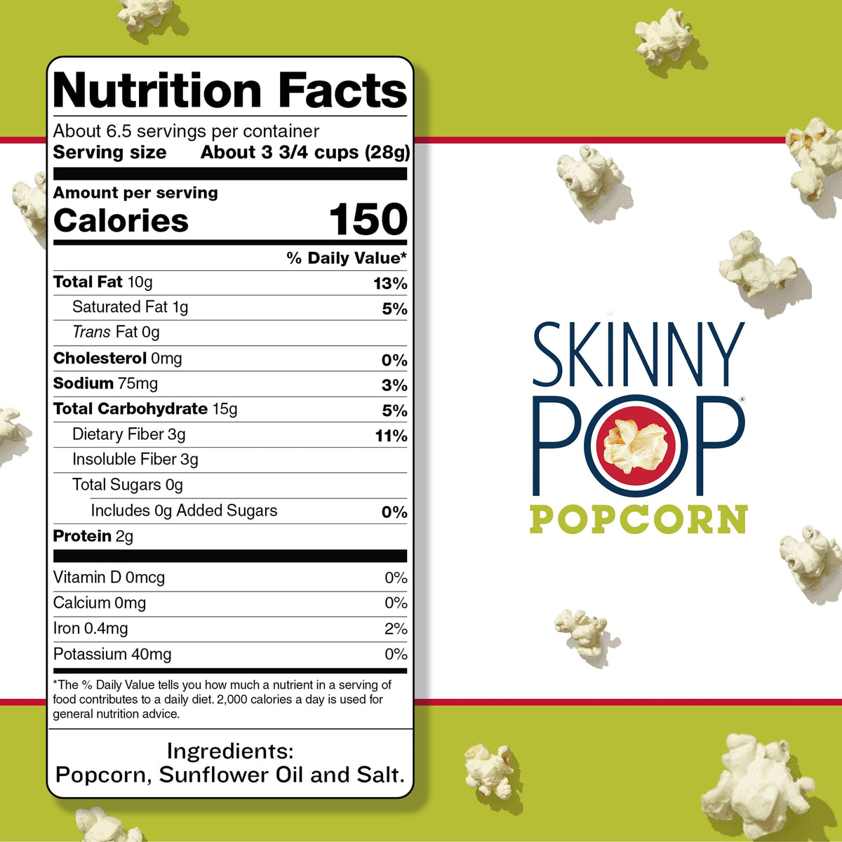 Skinnypop Original Popcorn, Gluten Free, Vegan Popcorn, Non-Gmo, Healthy Popcorn Snacks, Skinny Pop 6.7Oz Party Sized Bags (6 Co