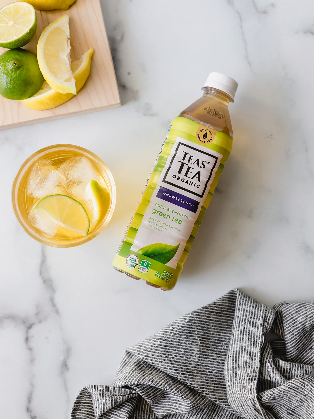 Teas' Tea Unsweetened Pure Green Tea, Organic, Sugar Free, 16.9 Fl Oz, Pack of 12
