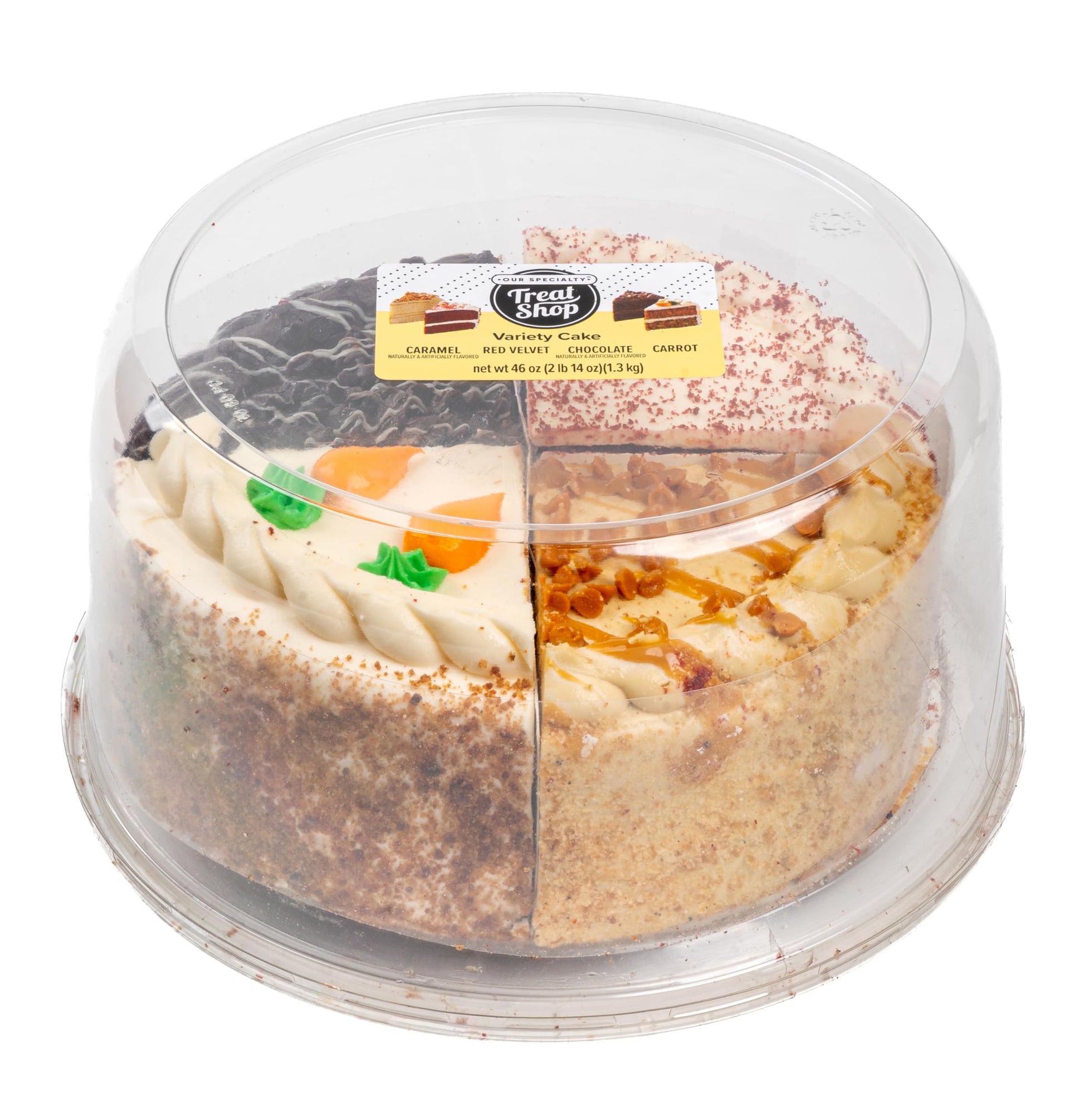 Our Specialty 8 Double Layer Variety Cake with Caramel, Carrot, Chocolate and Red Velvet Cake, 46 oz