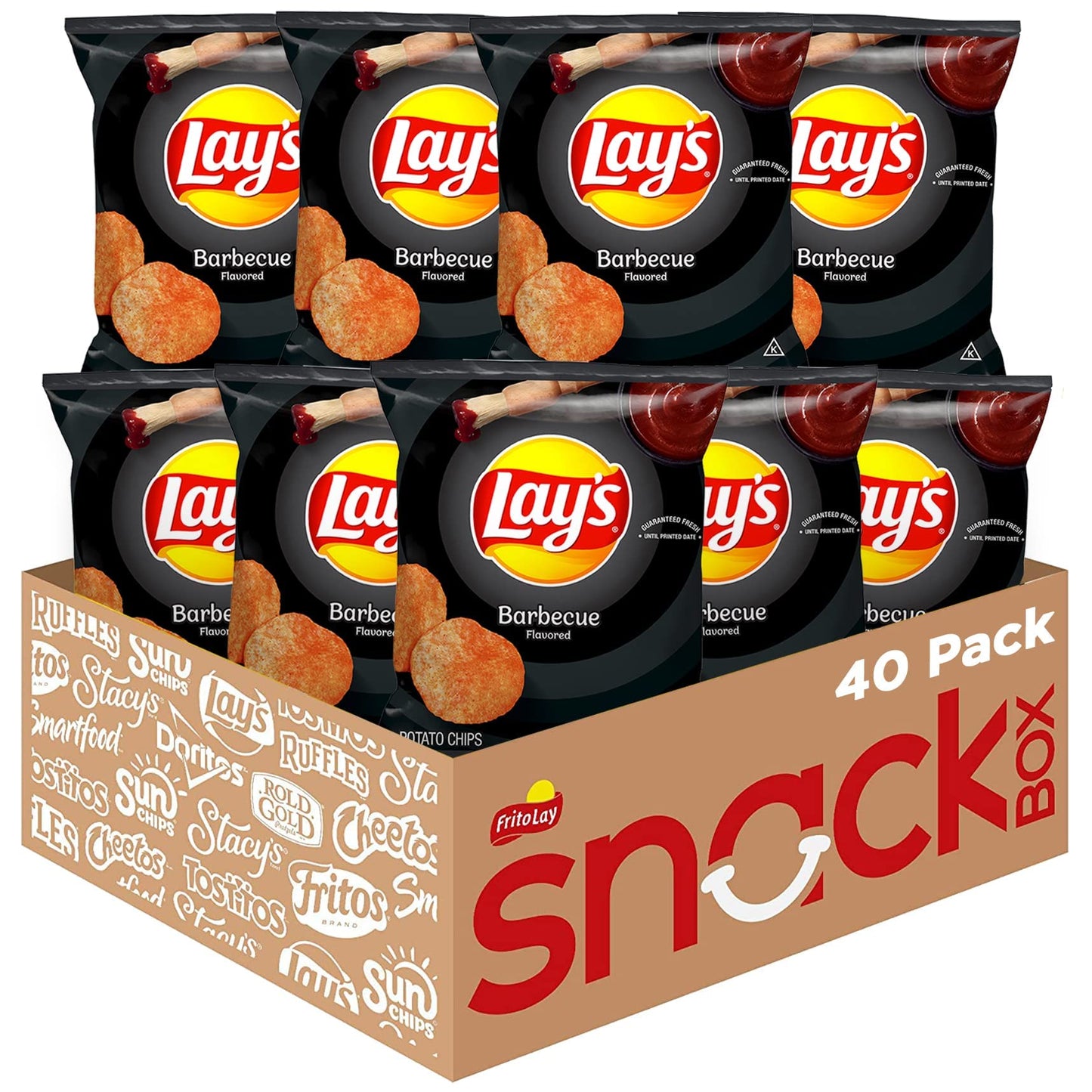 Lays Barbecue Flavored Potato Chips, 1 oz Bags, 40 Count Pack