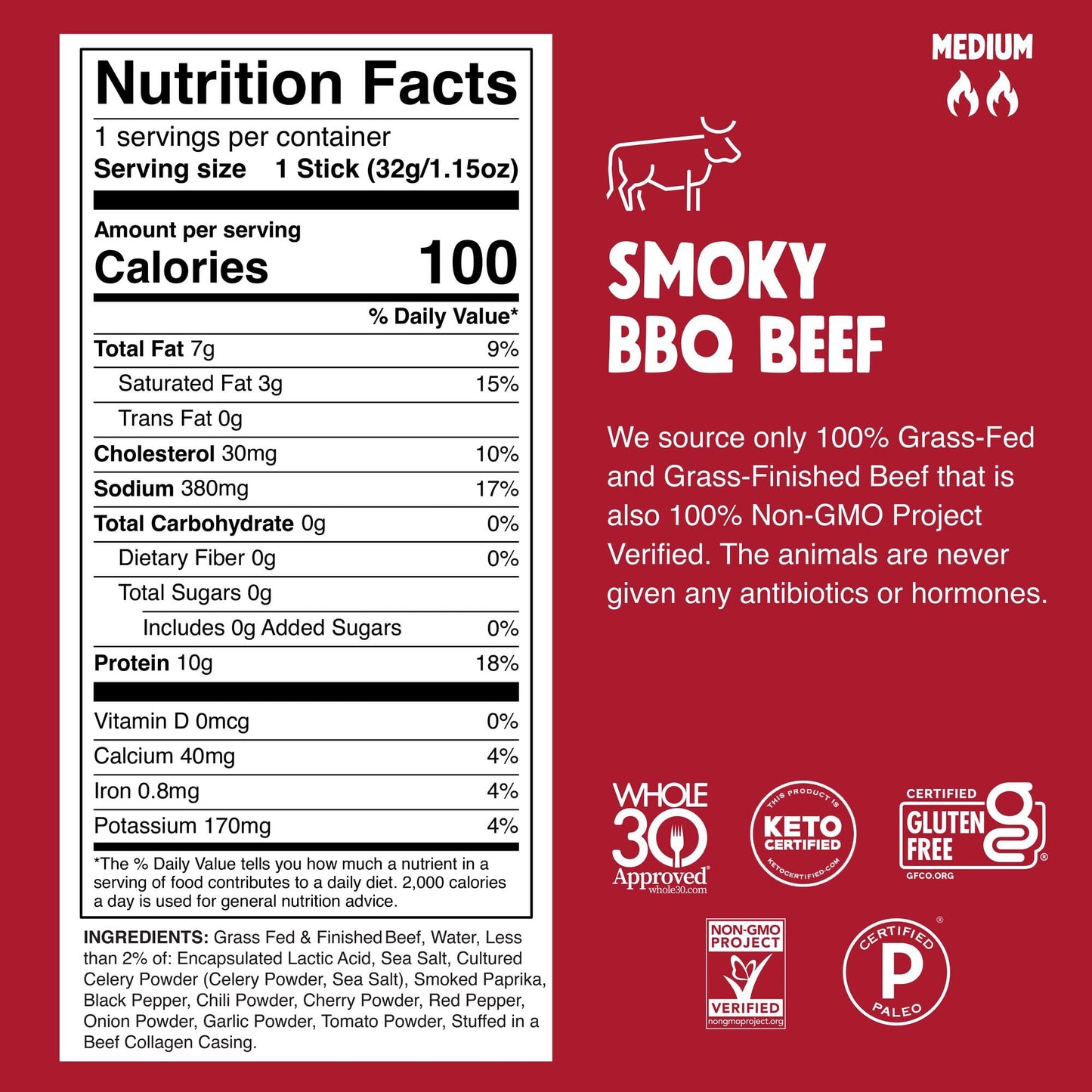 Chomps Beef Jerky Snack Sticks, Smoky BBQ, 24-Pack, 1.15 Ounce Each, Gluten-Free, Zero Sugar, Keto, Paleo, Non-GMO