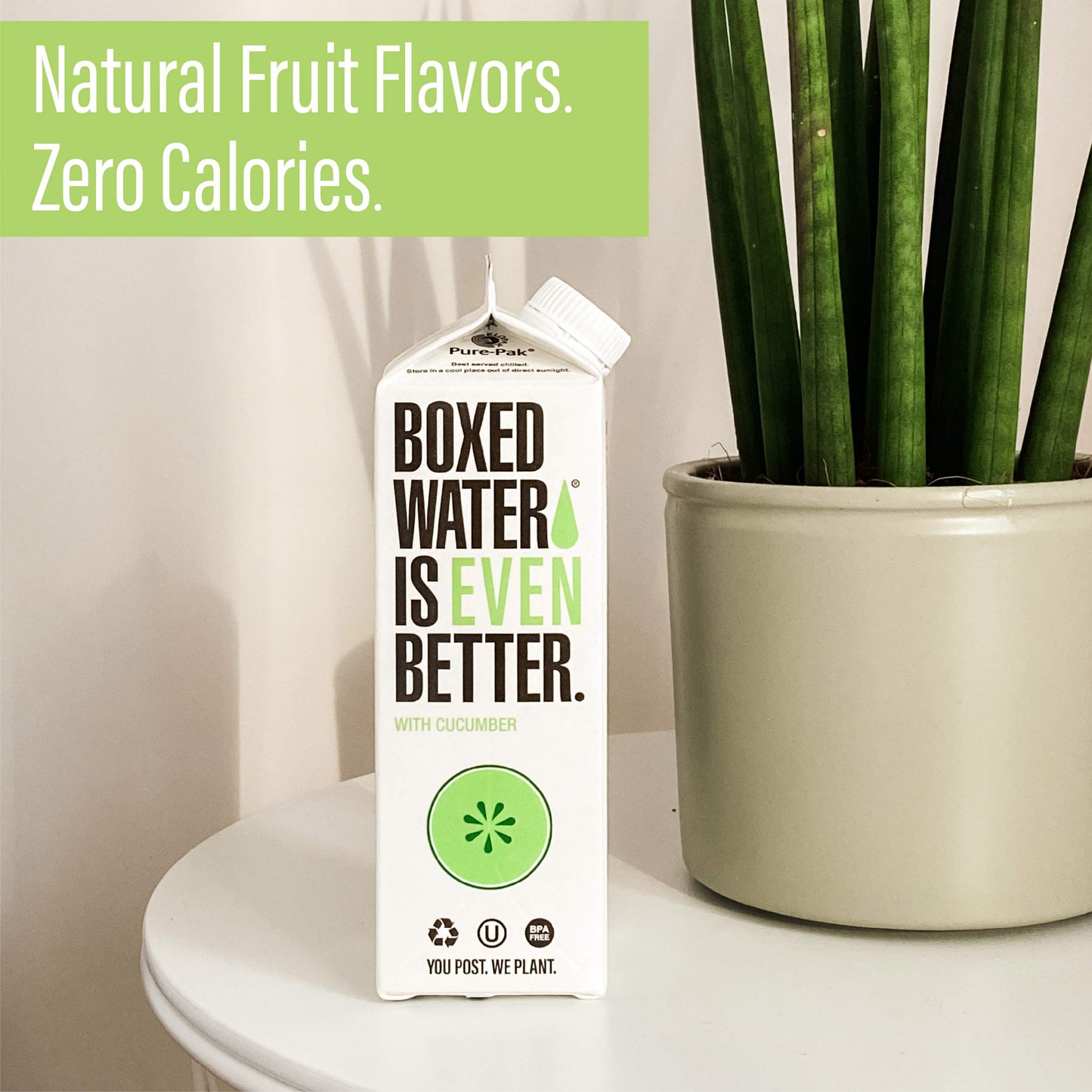 BOXED WATER IS BETTER Cucumber Flavored Water - 16.9 oz (12 Pack) - Purified, Zero Calories, Plant-Based Boxes