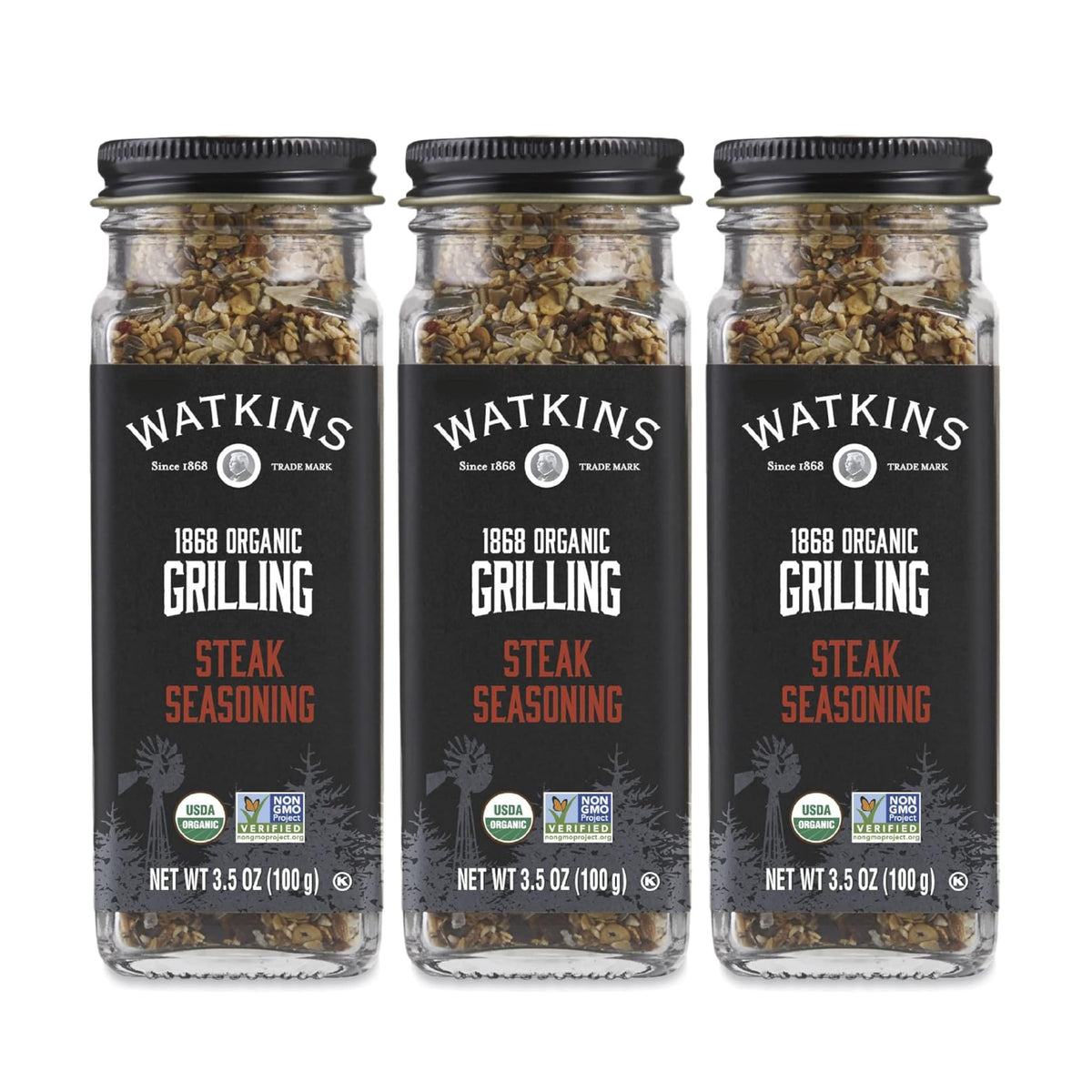 Watkins Organic Grilling Steak Seasoning, 3.5 Oz, 3-Pack