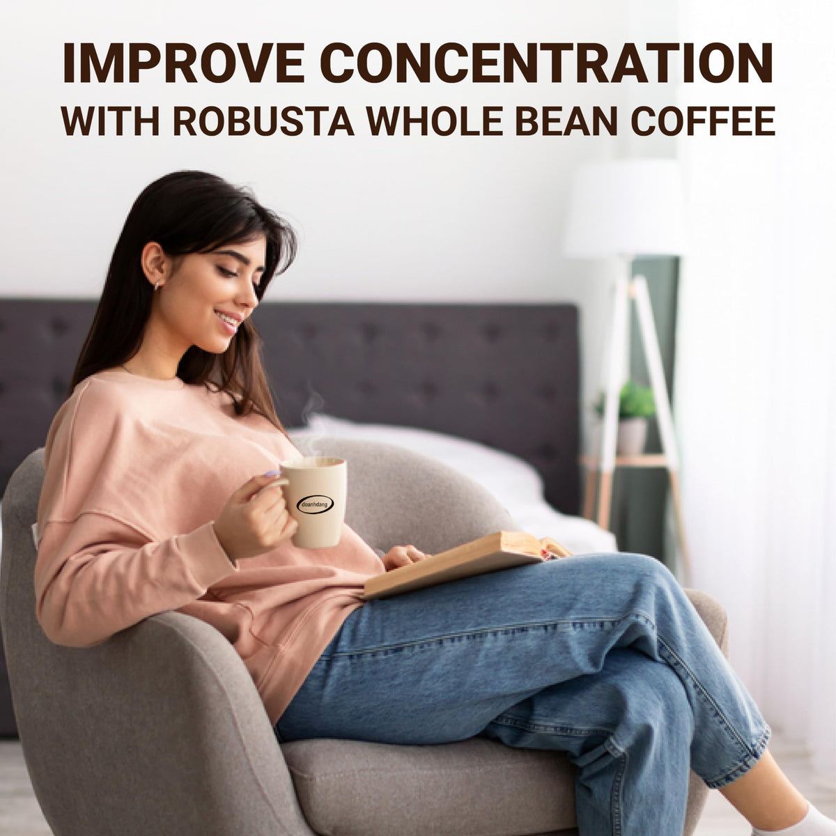 Doanhdang - 17.6 Oz Enhanced Robusta Whole Bean Coffee, 100% Robusta Medium Roast, Rich Flavor For Espresso Shot And Brew, Origin From Vietnam, Whole Med Roast Beans