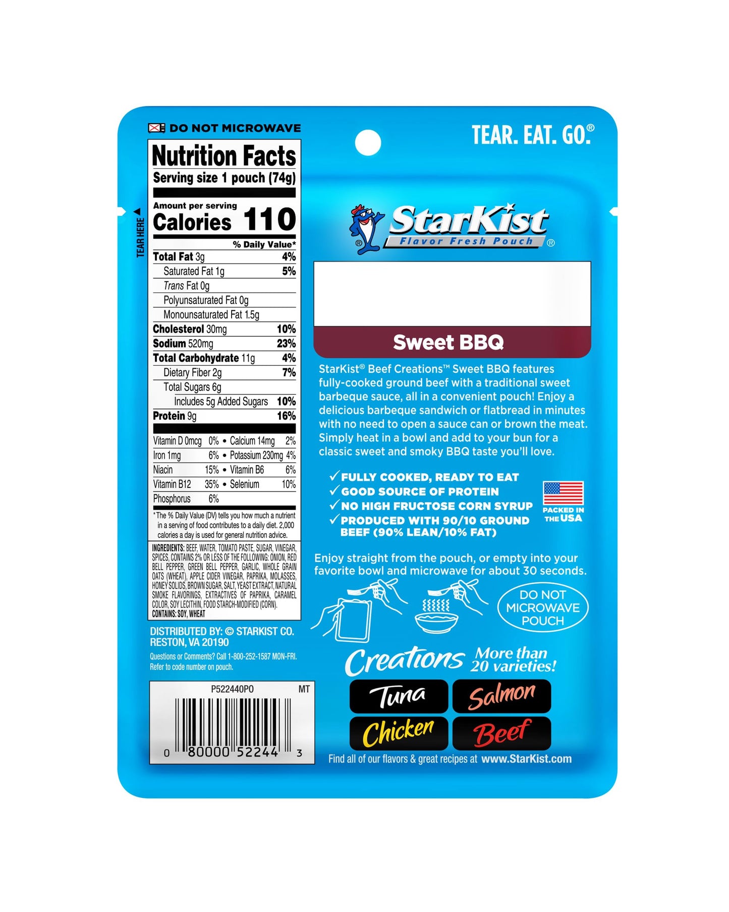 Starkist Beef Creations Sweet Bbq, 2.6 Oz Pouch