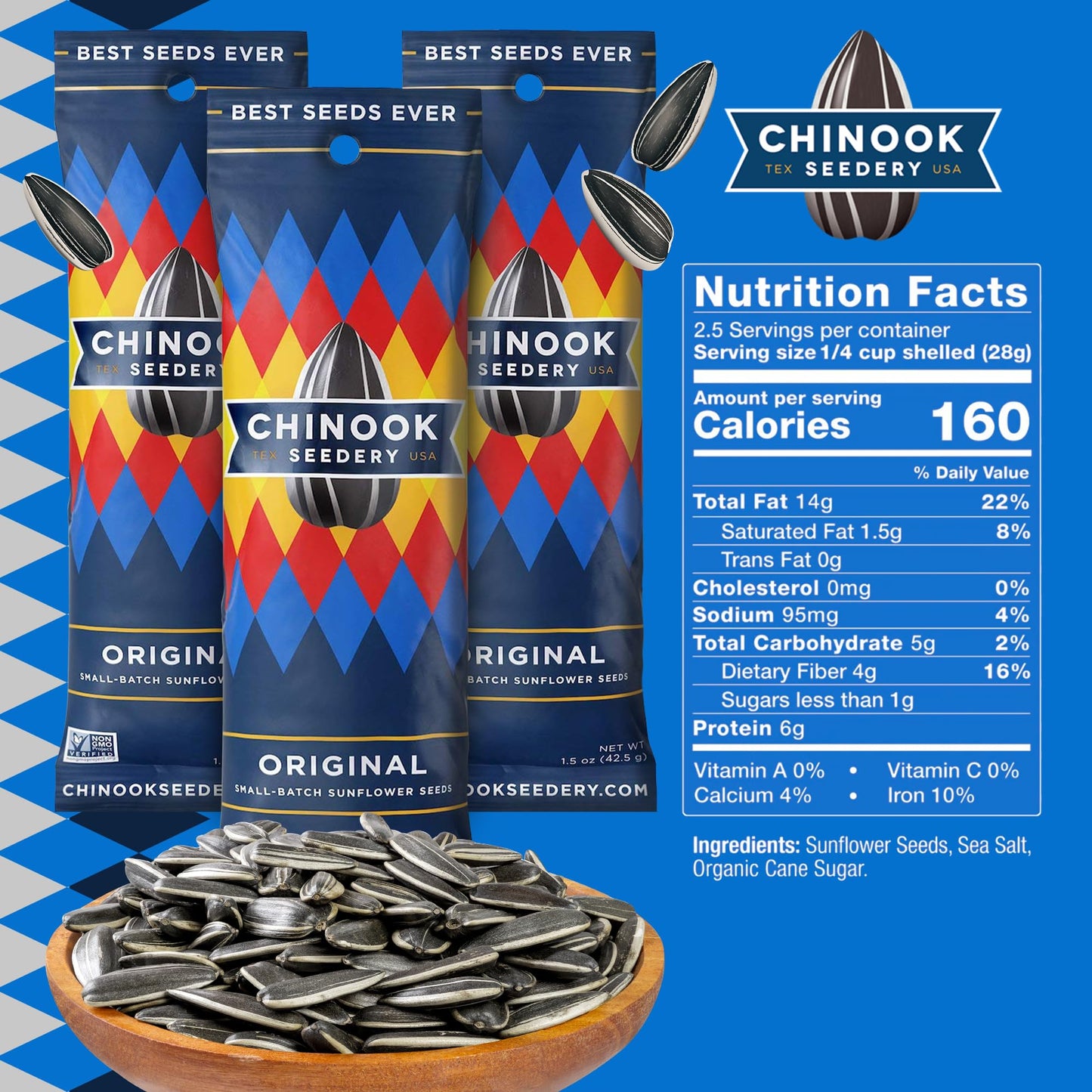 Chinook Seedery Roasted Sunflower Seeds to Eat - Jumbo Low Sodium Sunflower Seeds Keto Snacks - Adventure, Baseball, School Snac