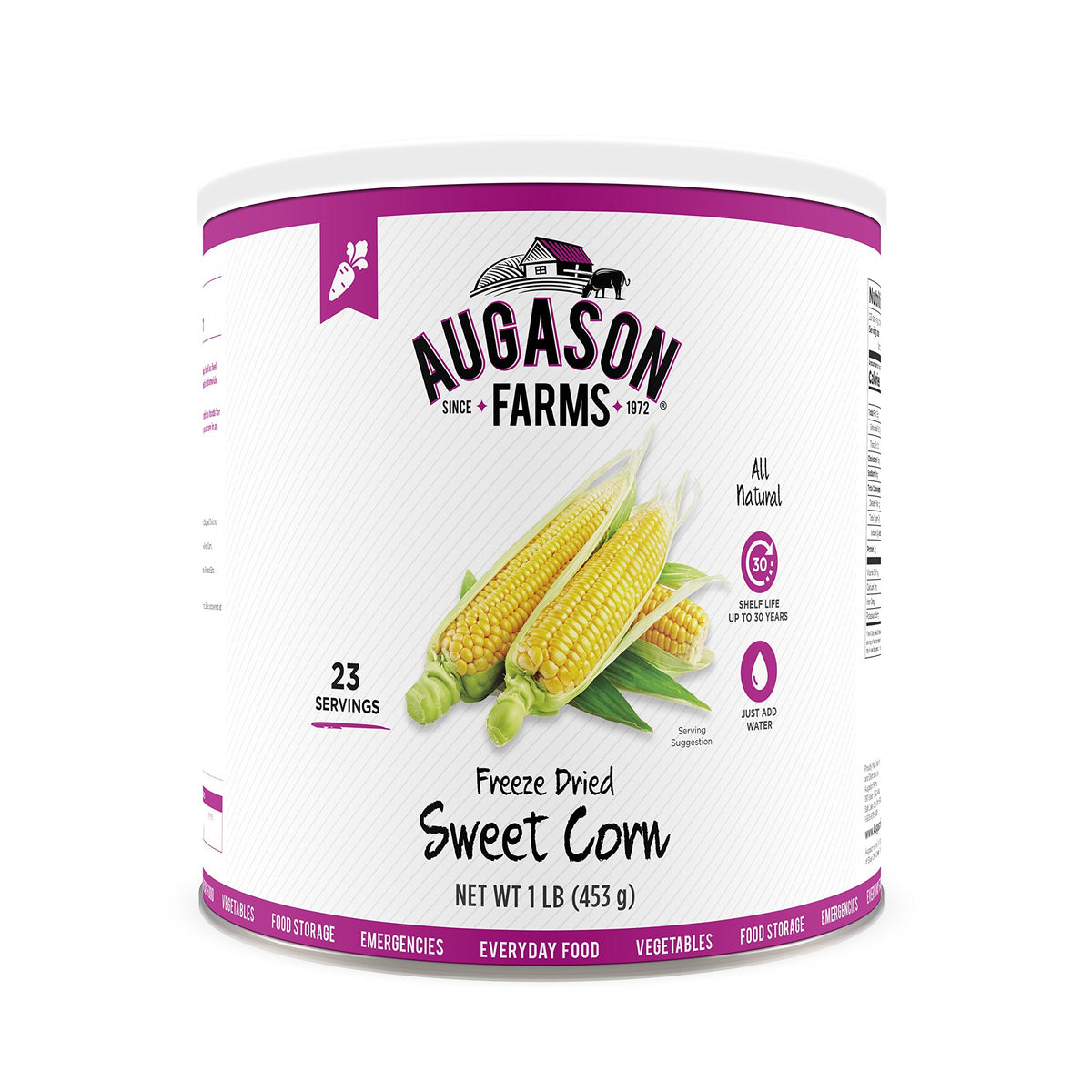 Augason Farms Freeze Dried Sweet Corn 16 Oz #10 Can