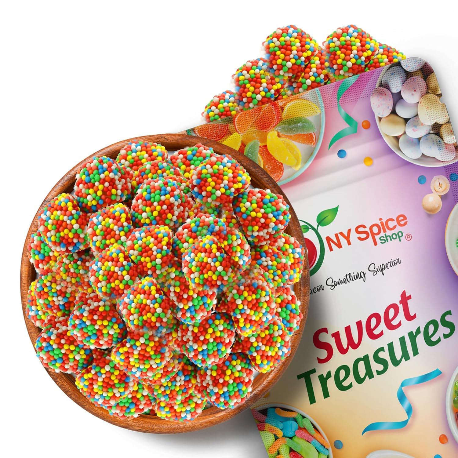 NY Spice Shop Nonpareils Gumdrops - 3 Pound Sweet Fruit Flavored Gummy Centre Candy - Old Fashioned Chewy Candies with Crunchy N