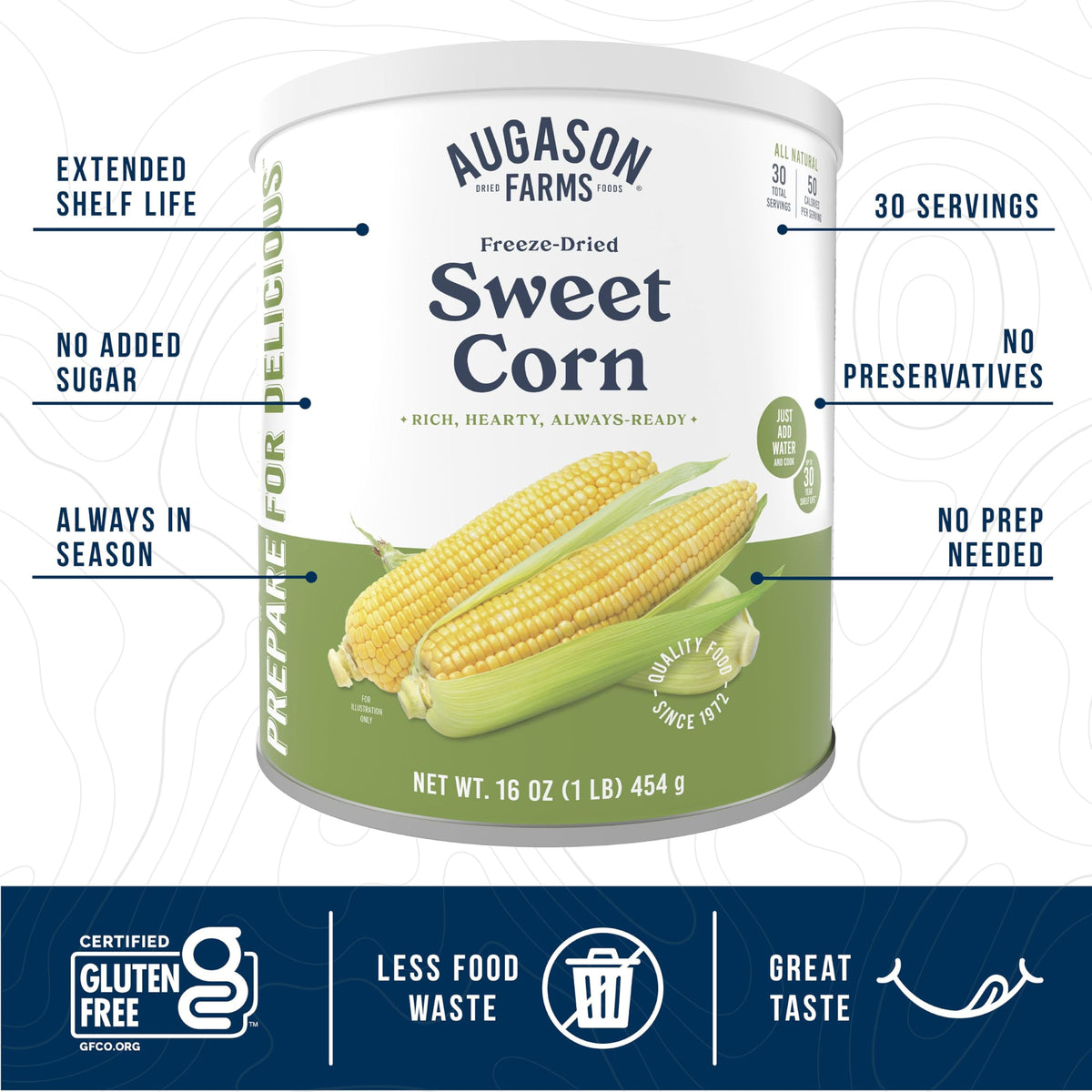 Augason Farms Freeze Dried Sweet Corn 16 Oz #10 Can