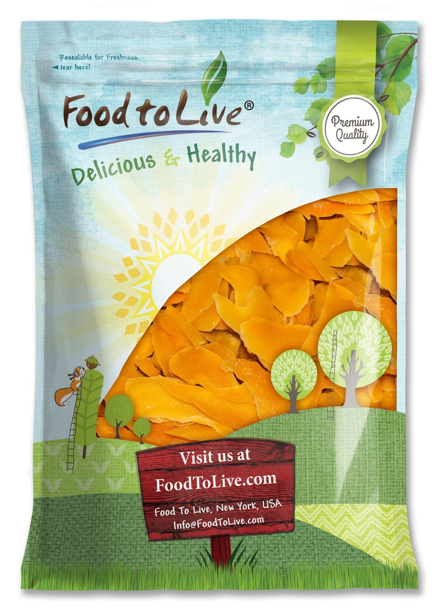 Food to Live Dried Mango Cheeks - Premium Quality, Unsweetened, 5 Pound, Gluten-Free, Raw Vegan Snack