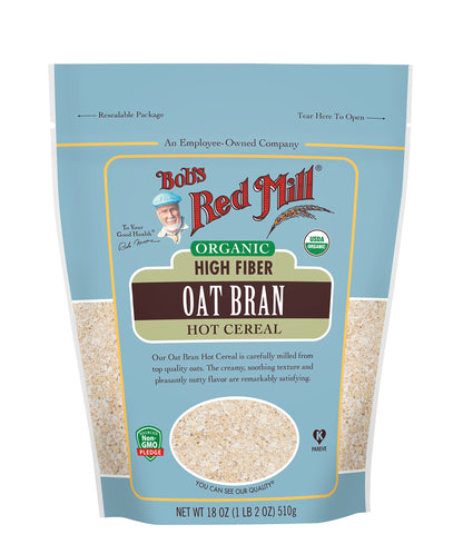 Bobs Red Mill Organic High Fiber Oat Bran Hot Cereal, 18-ounce