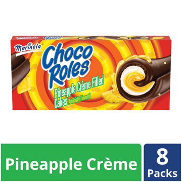 Marinela Choco Roles Pineapple and Crme Filled Snack Cakes with Chocolate Coating | Artificially Flavored | 1 pack (8 count)