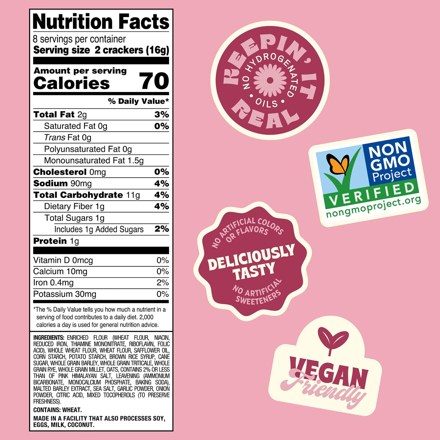 Back To Nature Flatbread  Ers, Pink Himalayan Salt, Kosher, Non-Gmo, 5 Ounce (Pack Of 6)