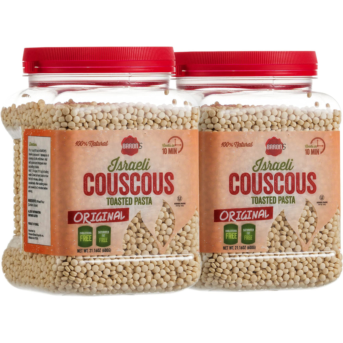 Barons Original Israeli Couscous Toasted Pasta | 100% Natural Pearled Noodles For Salads, Soups & Side Dishes | Cooks In 10 Minu