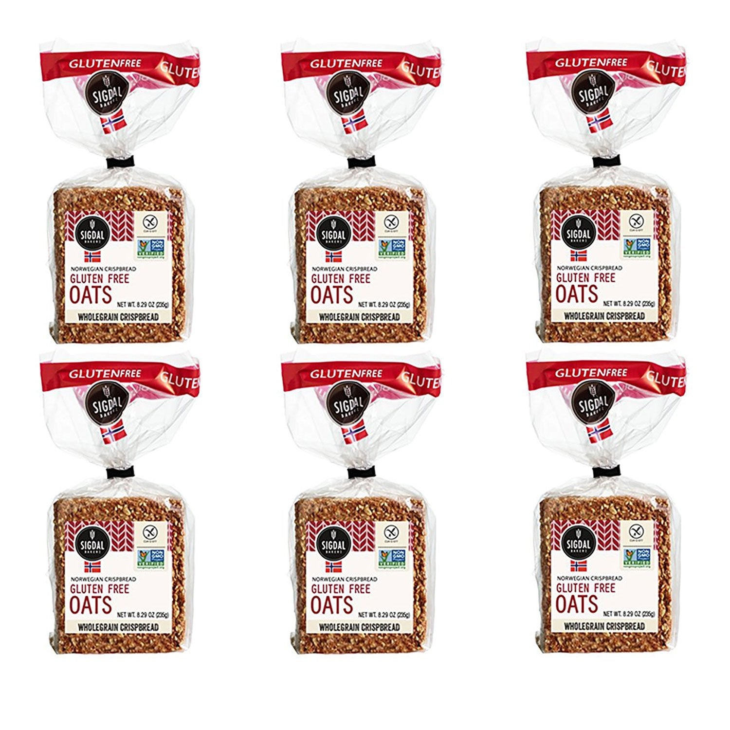 Sigdal Bakeri Gluten Free Oats, Wholegrain Crispbread, 8.29Oz (Pack Of 6)