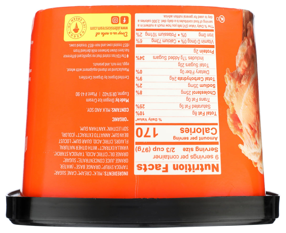 Aldens Organic Orange Cream Ice Cream, 1.5 Qt