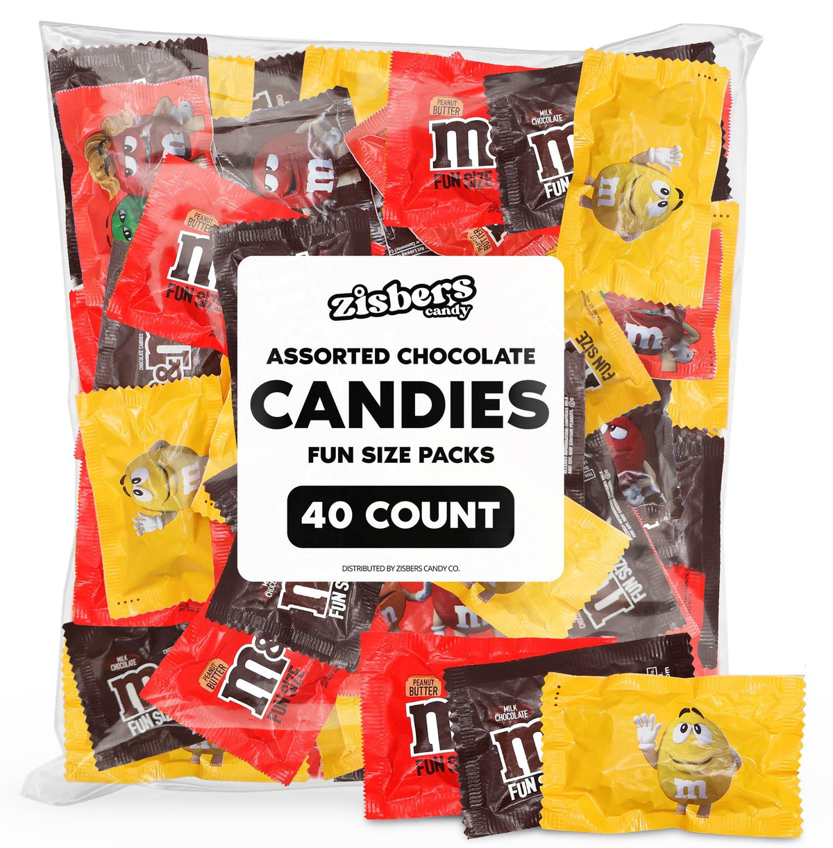 Bulk Assorted Chocolate Candy Fun Size Packs - 40 Count Individually Wrapped Variety Flavors Milk  Peanuts  Peanut Butter  Candy  for Parties  Pinatas  Office Snacks  and Buffets