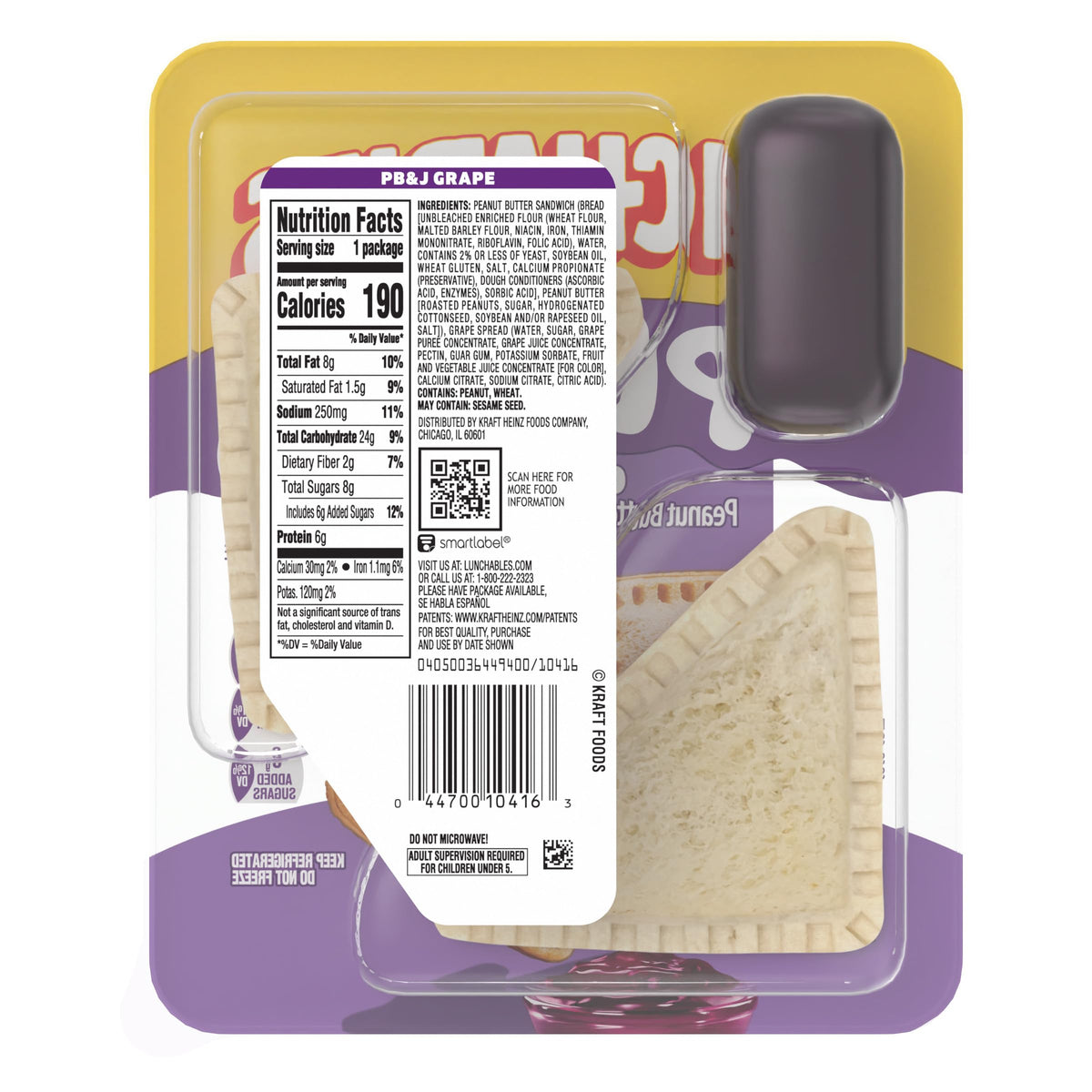 Lunchables PB&J Peanut Butter Sandwich & Grape Dip, 2.27 oz Pack