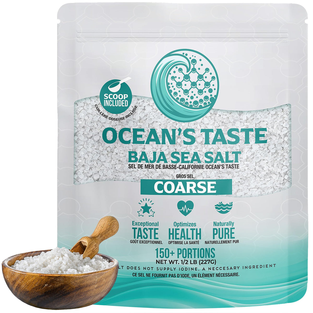 0.5LB Oceans Taste Baja Gold Sea Salt, Coarse Natural Grain, 4X More Minerals than Celtic Salt, 30% Less Sodium, Mineral Salt I