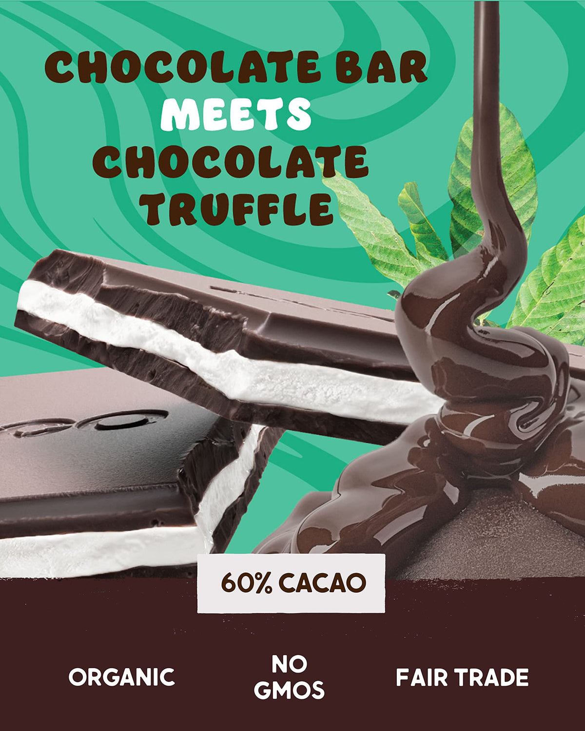 Alter Eco Mint Creme Truffle Thins, Chocolate Bar with Gooey Ganache Truffle Filling, Gluten-Free, Non-GMO Snacks, No Additives