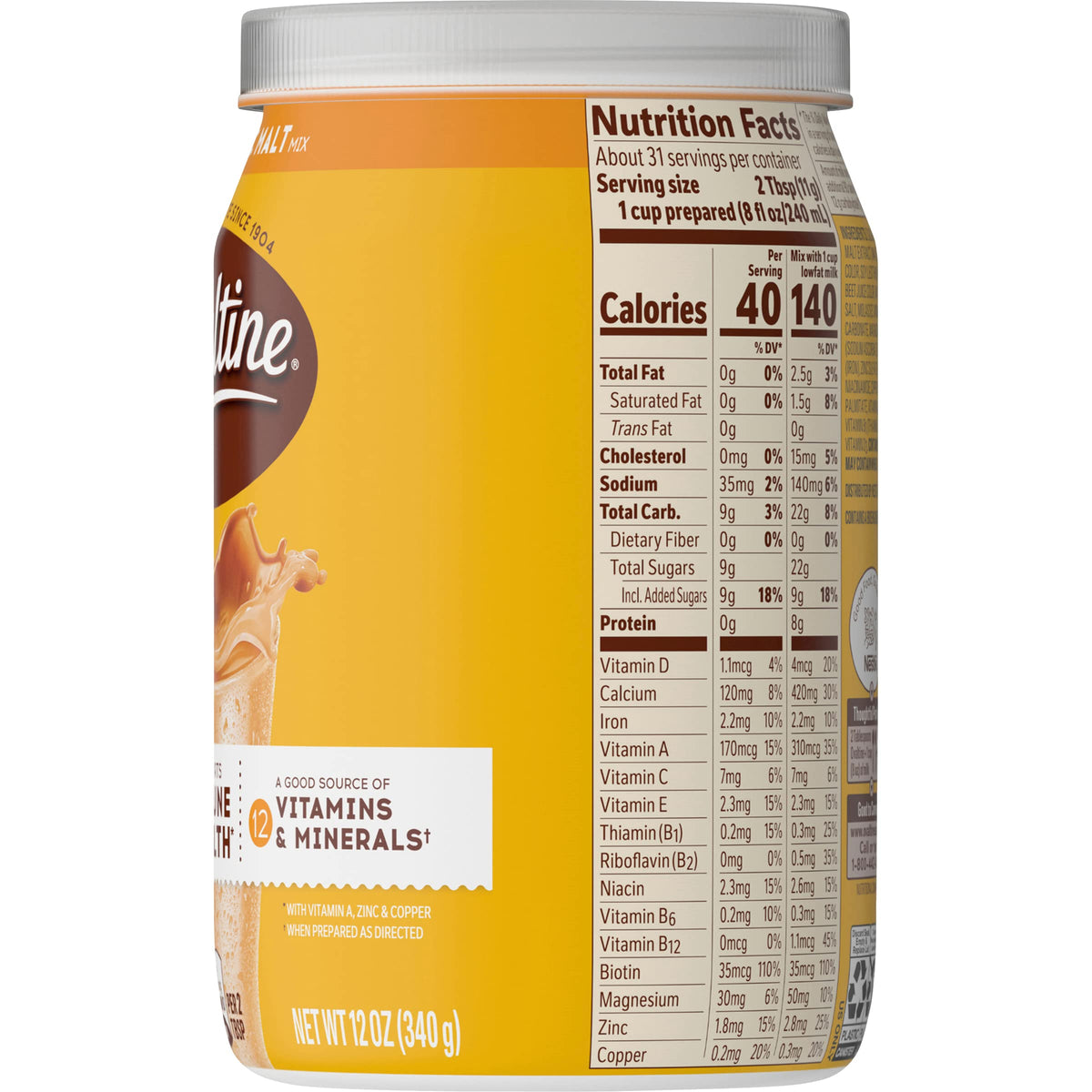 Ovaltine Classic Malt - 12 Ounce (Pack of 2)