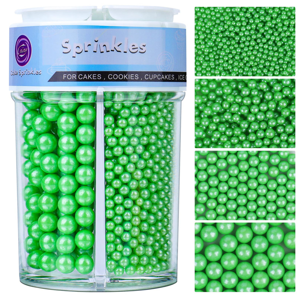 Sprinkles For Cake Decorating  Deep Green Pearl Sprinkles 4 Sizes Mix For Cake Cupcake Cookie Baking Donuts Ice Cream Toppings