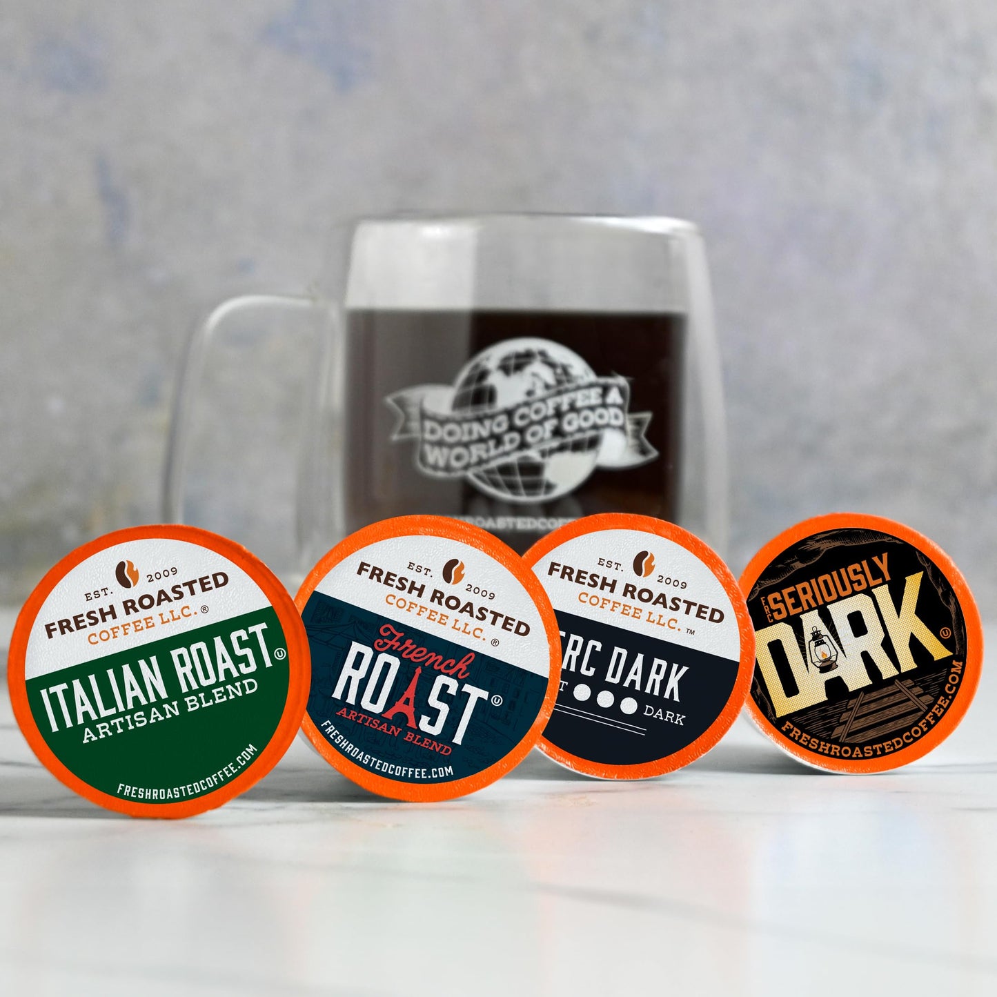 Fresh Roasted Coffee, Dark Roast Blend Variety Pack, K-Cup Compatible, 96 Count