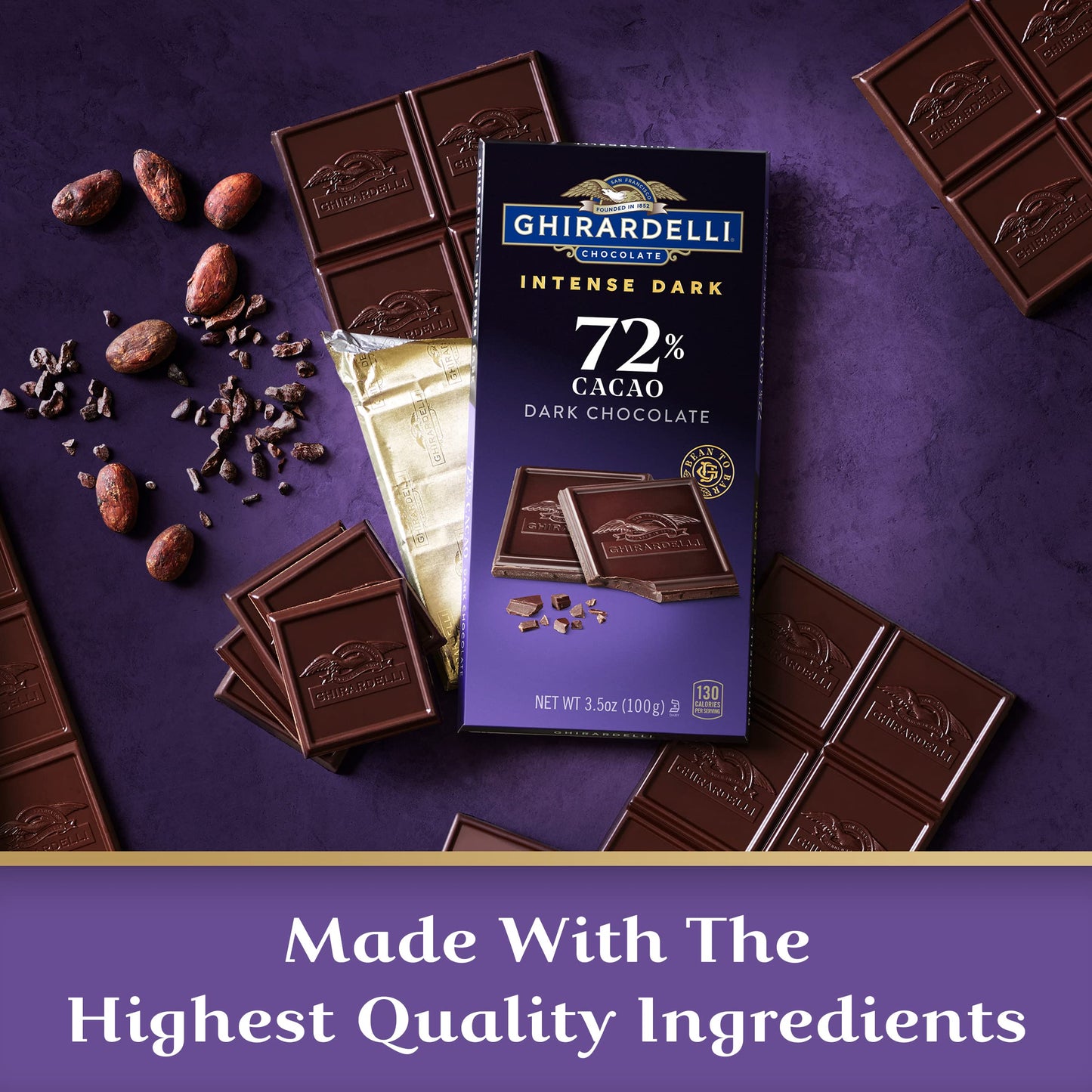 Ghirardelli Intense Dark Chocolate Bar 72% Cacao 3.5 Oz Bar